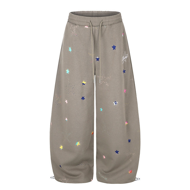 Damen Extraweite Palazzo‑Sweathose im Balloon‑Cut mit elastischem Komfortbund, Kordelzug und Sternen‑Applikation Shop Nory