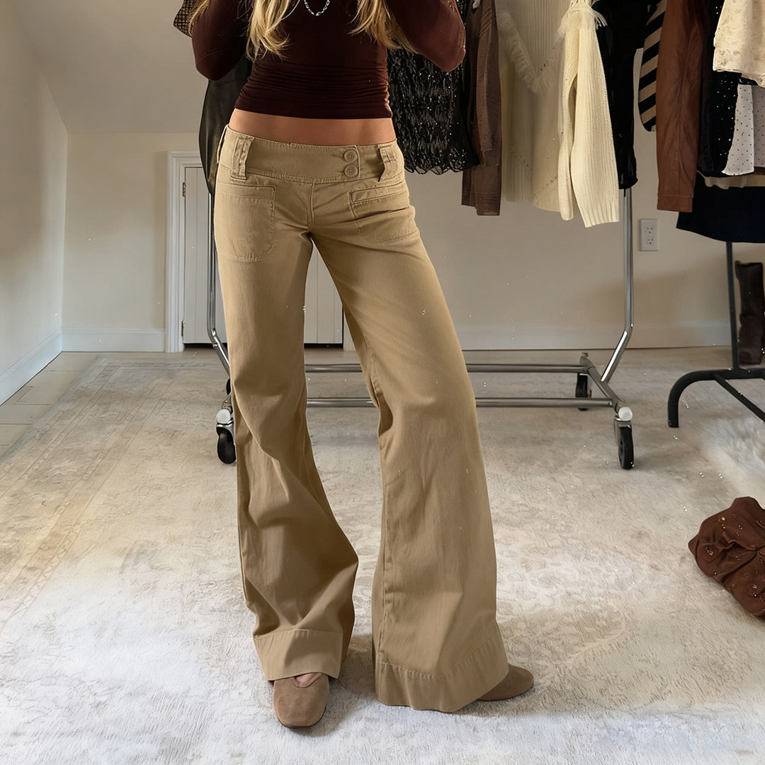 Damen nan Highwaist Schlaghose mit weitem Bein, hohem Bund und Gürtelschlaufen Shop Nory