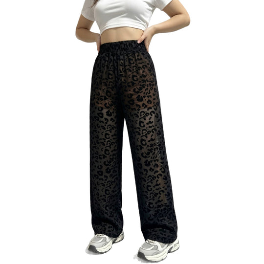 Damen weite Leoprint Strand- und Freizeit-Hose mit elastischem Bund Shopy Nory
