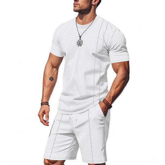 Herren Sportliches Kurzarm- und Shorts-Set aus atmungsaktivem Material