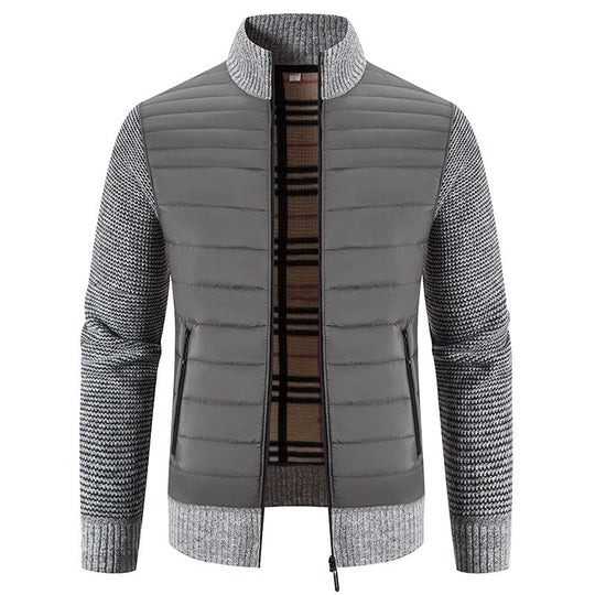 Herren gesteppte Hybridjacke mit Strickärmeln und modernem Stehkragen