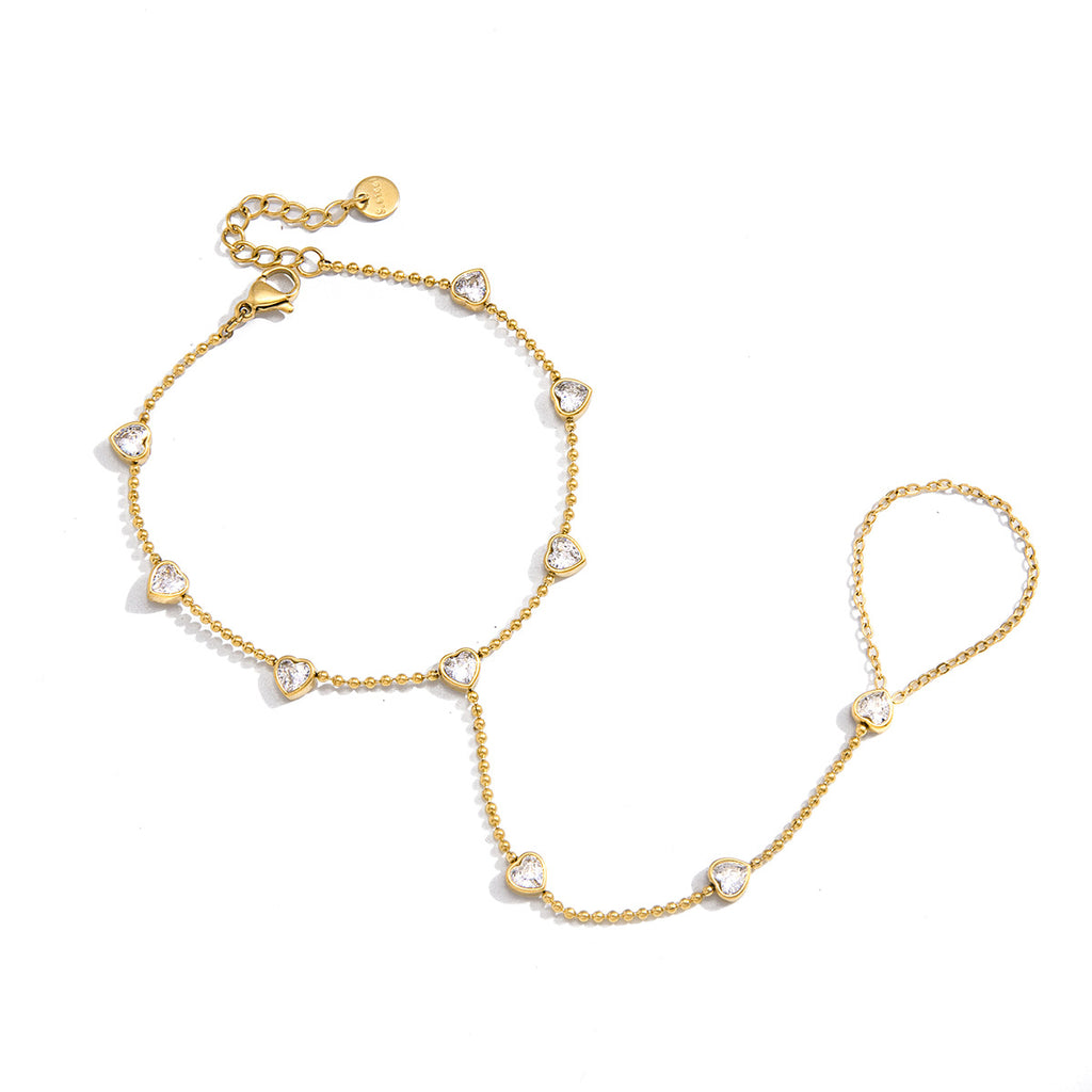 Damen Armband mit funkelnden Herzanhängern aus hypoallergenem Edelstahl Shop Nory