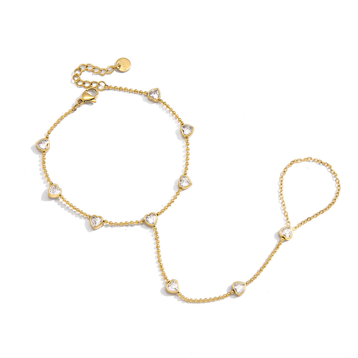 Damen Armband mit funkelnden Herzanhängern aus hypoallergenem Edelstahl Shop Nory