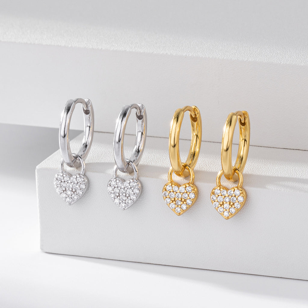 Damen Ohrhänger mit funkelndem Herzanhänger und hochwertigem 925 Sterlingsilber Shop Nory