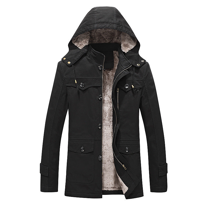 Herren wattierter Canvas-Parka mit fester Kapuze, kuscheligem Teddy-Innenfutter und Mehrfach-Taschen Shop Nory