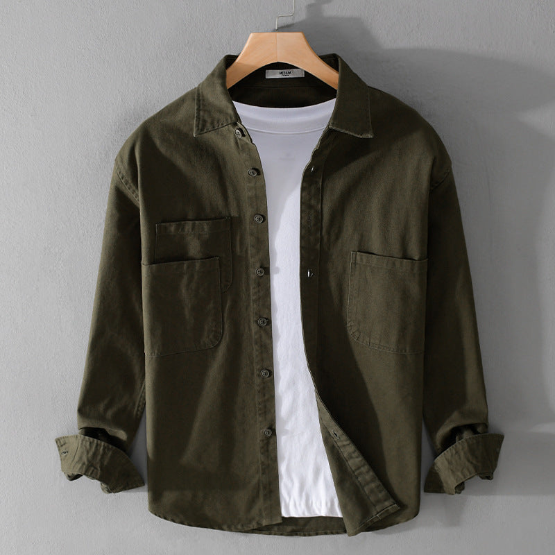 Herren Utility-Overshirt aus Baumwoll-Twill mit doppelten Brusttaschen und legerem Schnitt Shop Nory