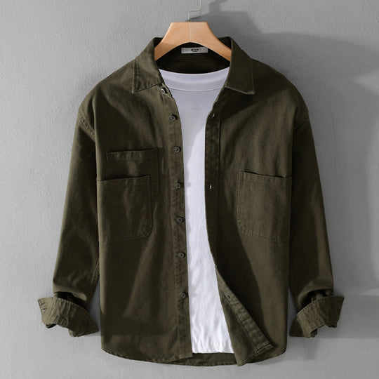 Herren Utility-Overshirt aus Baumwoll-Twill mit doppelten Brusttaschen und legerem Schnitt Shop Nory