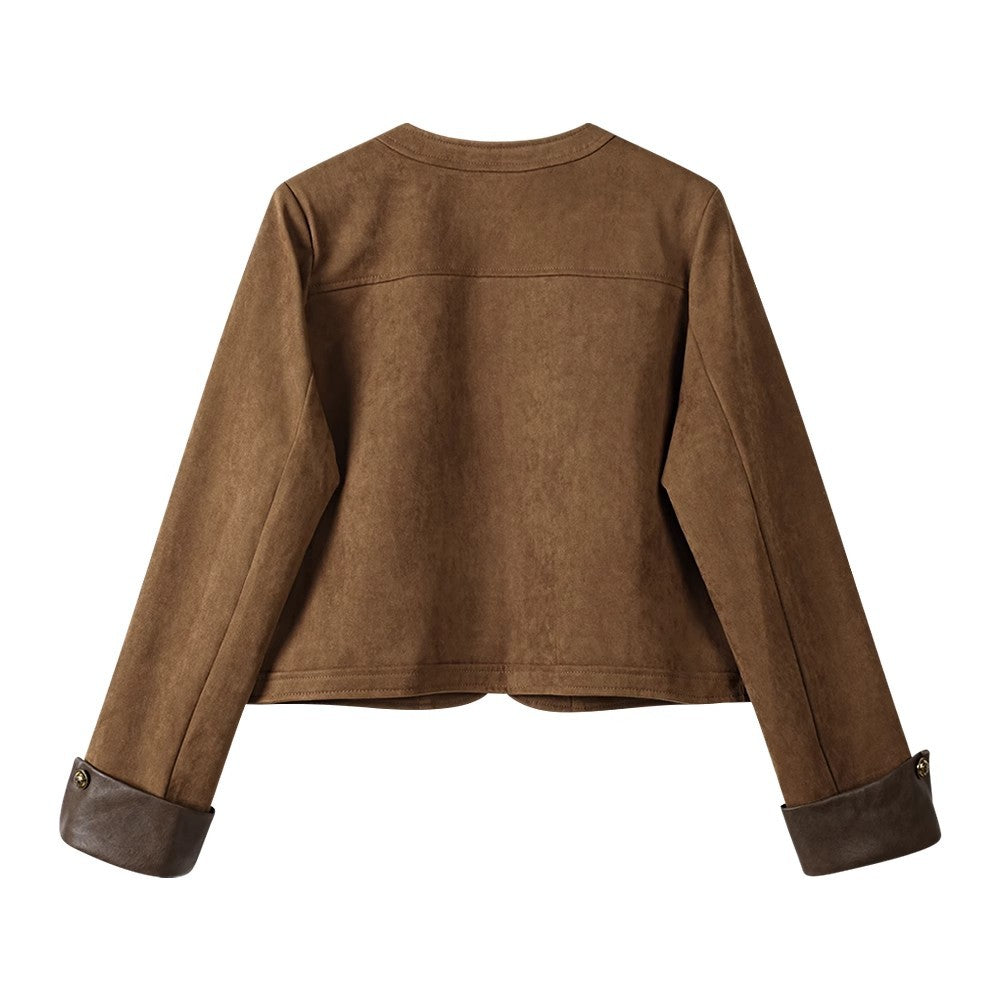 Damen Modische Wildlederjacke mit Taschen Shop Nory
