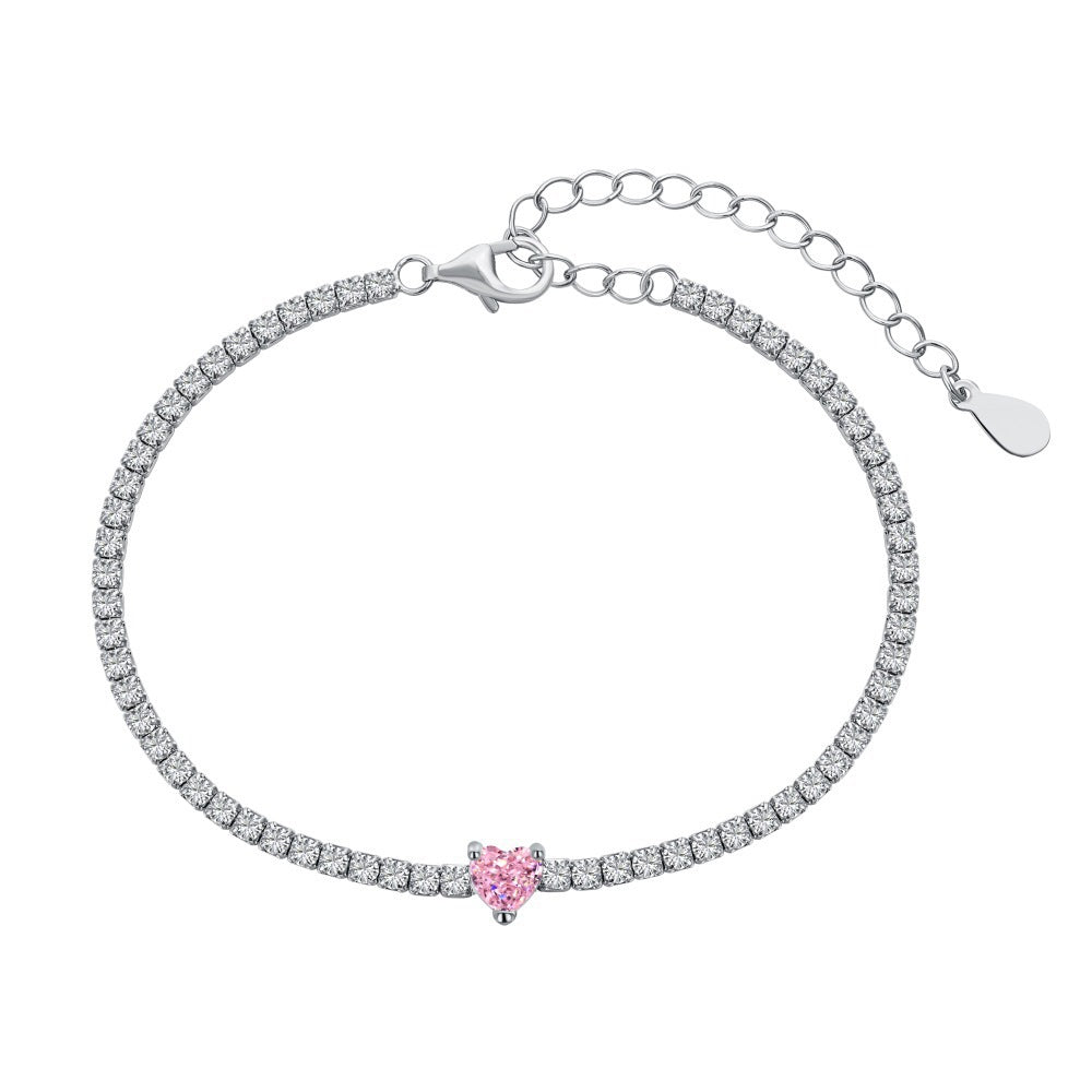 Feines Armband mit Zirkonia-Besatz und Paperclip-Gliedern Aus Sterlingsilber Verstellbar