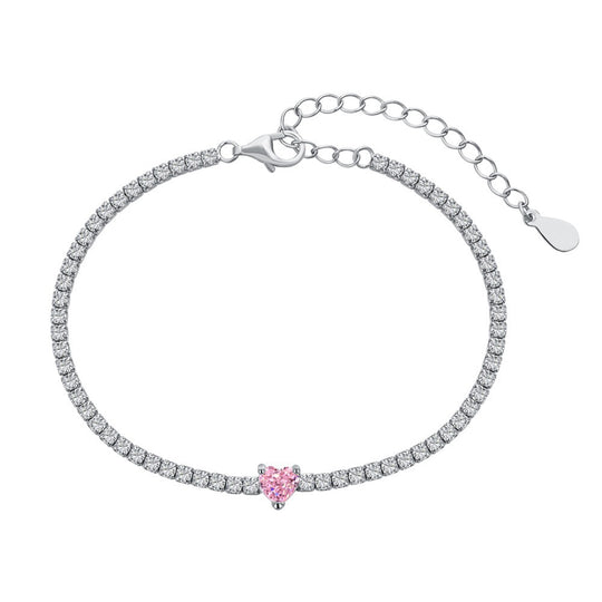 Feines Armband mit Zirkonia-Besatz und Paperclip-Gliedern Aus Sterlingsilber Verstellbar