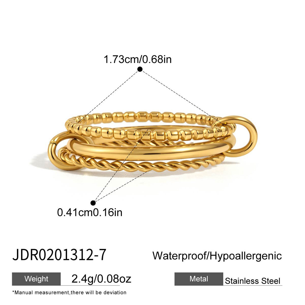Damen Eleganter und hypoallergen Ring mit geflochtenem Design Shop Nory