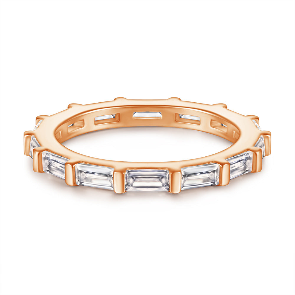 Damen Eternity Ring mit hochwertigem, eckigem Zirkonia-Besatz Shop Nory