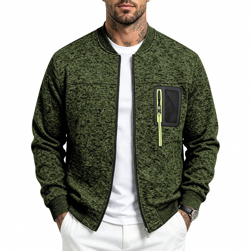 Herren Strick-Bomberjacke mit funktionaler Brusttasche und Reißverschluss Shop Nory