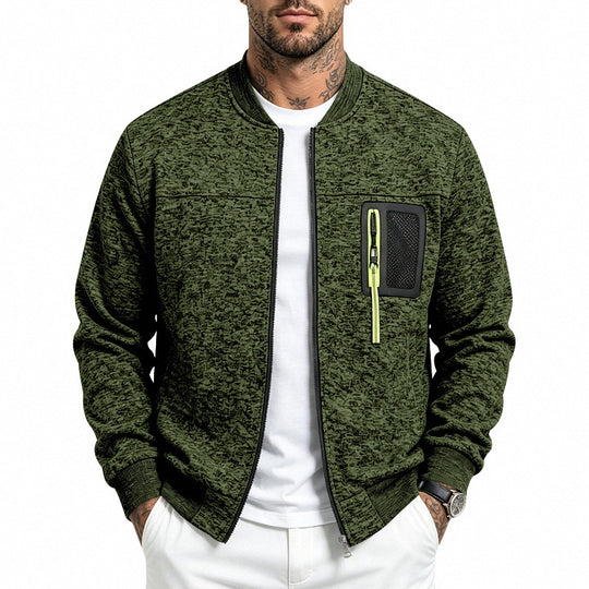 Herren Strick-Bomberjacke mit funktionaler Brusttasche und Reißverschluss Shop Nory