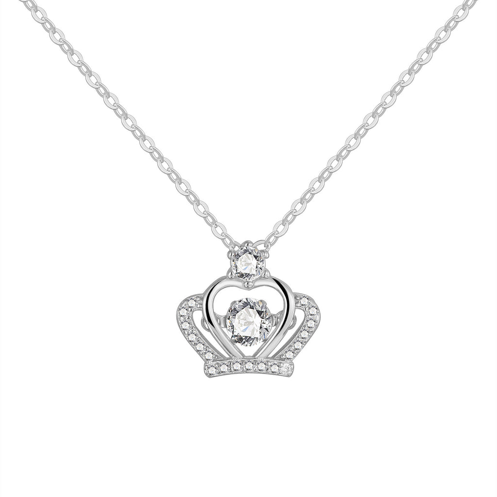 Damen Halskette mit funkelndem Kronenanhänger und Zirkonia Shop Nory