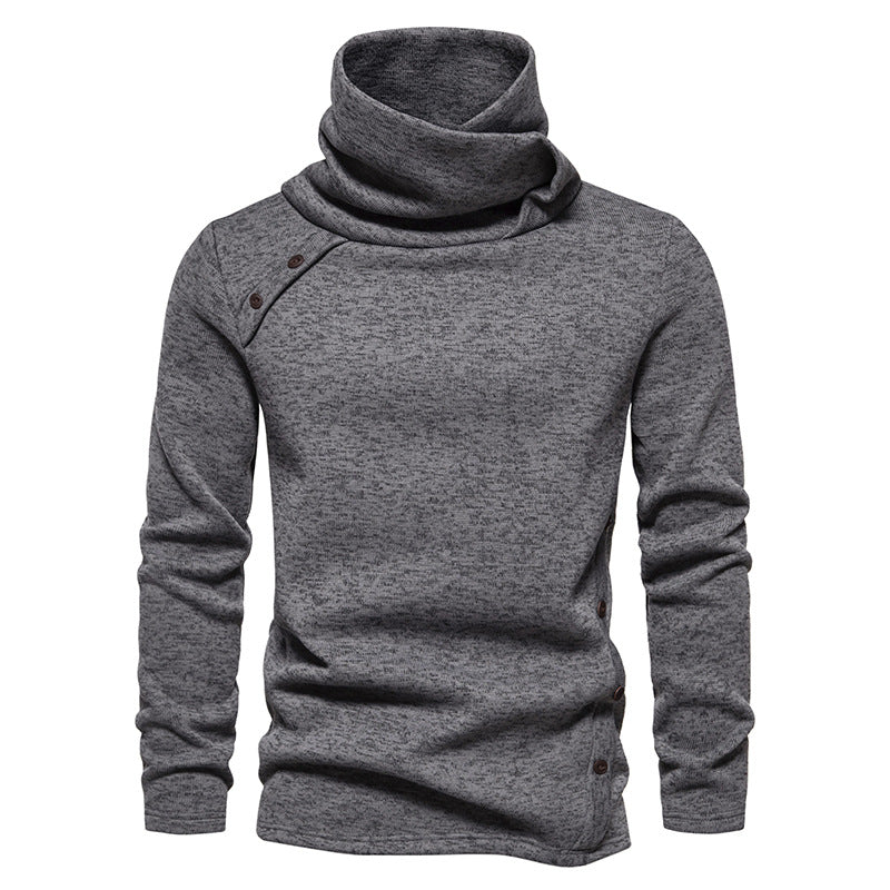 Herren Strickpullover mit großem Schalkragen, asymmetrischer Knopfleiste und schmaler Silhouette Shop Nory