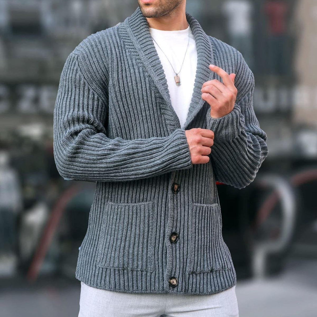 Herren Strickjacke mit tiefem Ausschnitt und knöpfen