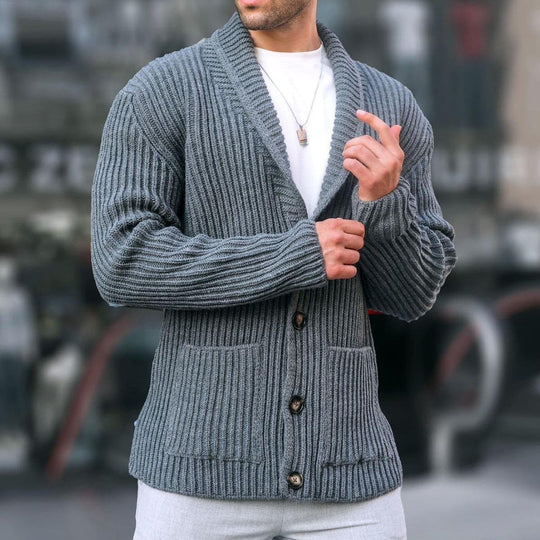 Herren Strickjacke mit tiefem Ausschnitt und knöpfen