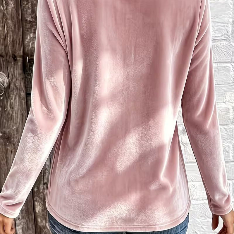 Damen Velours-Longsleeve mit überlappendem V-Ausschnitt und femininer Drapierung Shop Nory