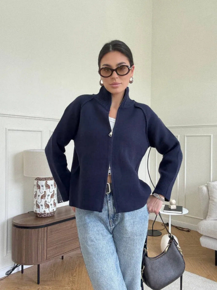 Damen Modische Strickjacke mit Reißverschluss Shop Nory
