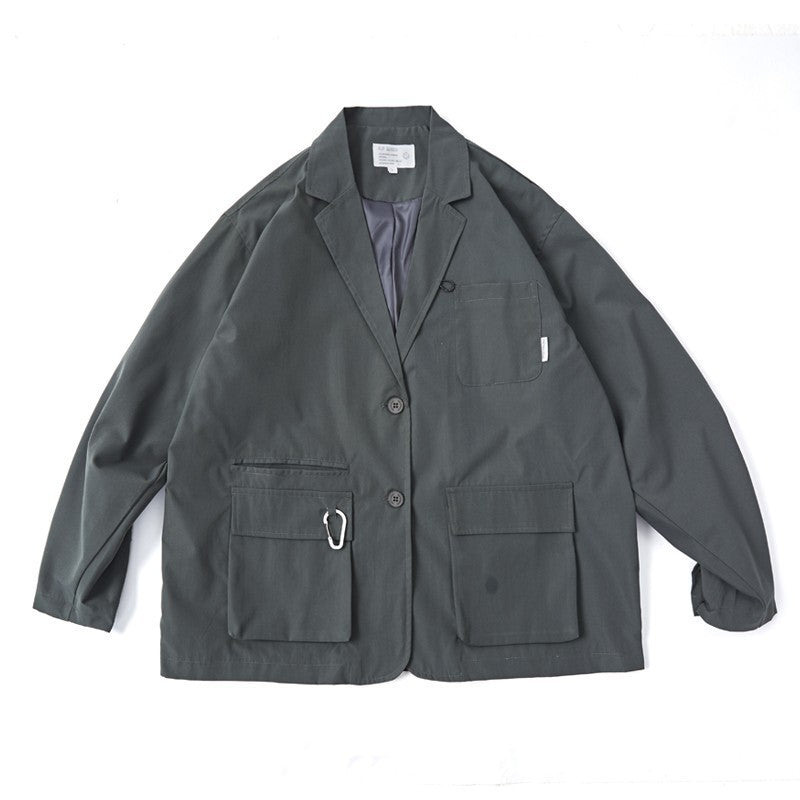 Unisex Weit geschnittener Utility-Blazer mit Multifunktionstaschen Shop Nory