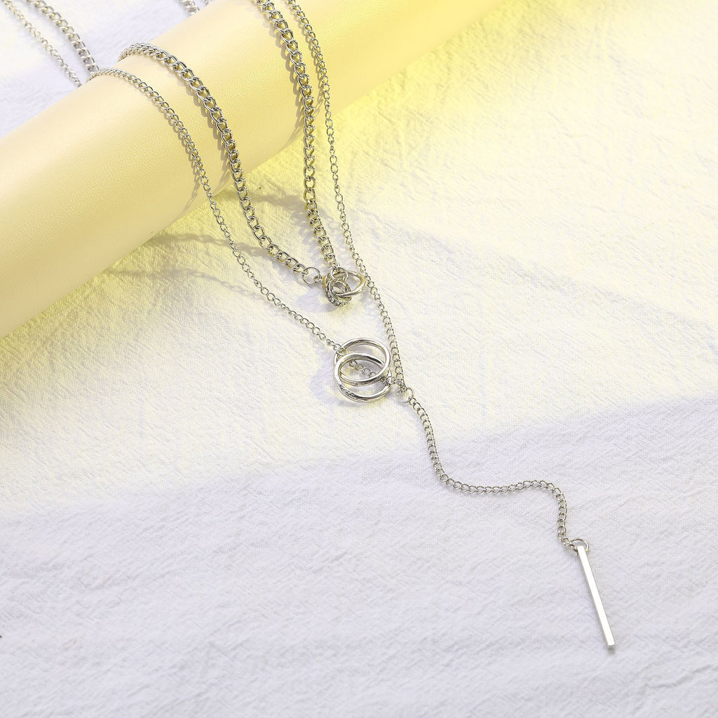 Damen mehrlagige Halskette mit modernem Anhänger Design Shop Nory