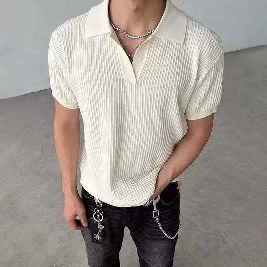 Herren Modisches Strickpoloshirt mit V-Ausschnitt Shop Nory
