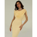 Damen Elegantes Maxikleid mit tiefem Wickelausschnitt und Überwurf Shopnory