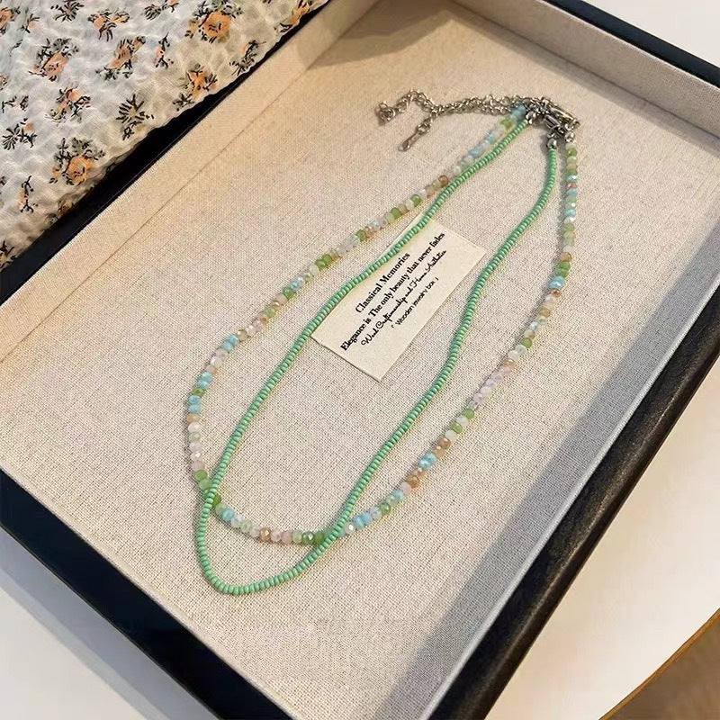 Damen mehrlagige Halskette mit Natursteinen Shop Nory