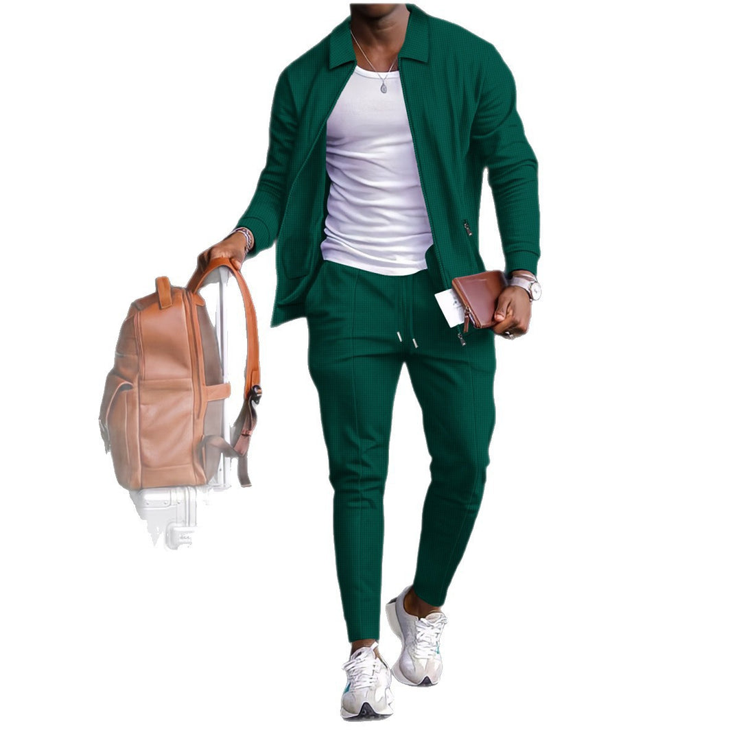 Herren nan zweiteiliges Reise-Loungewear-Set mit strukturierter Jacke, Reißverschluss und konischer Jogginghose Shop Nory