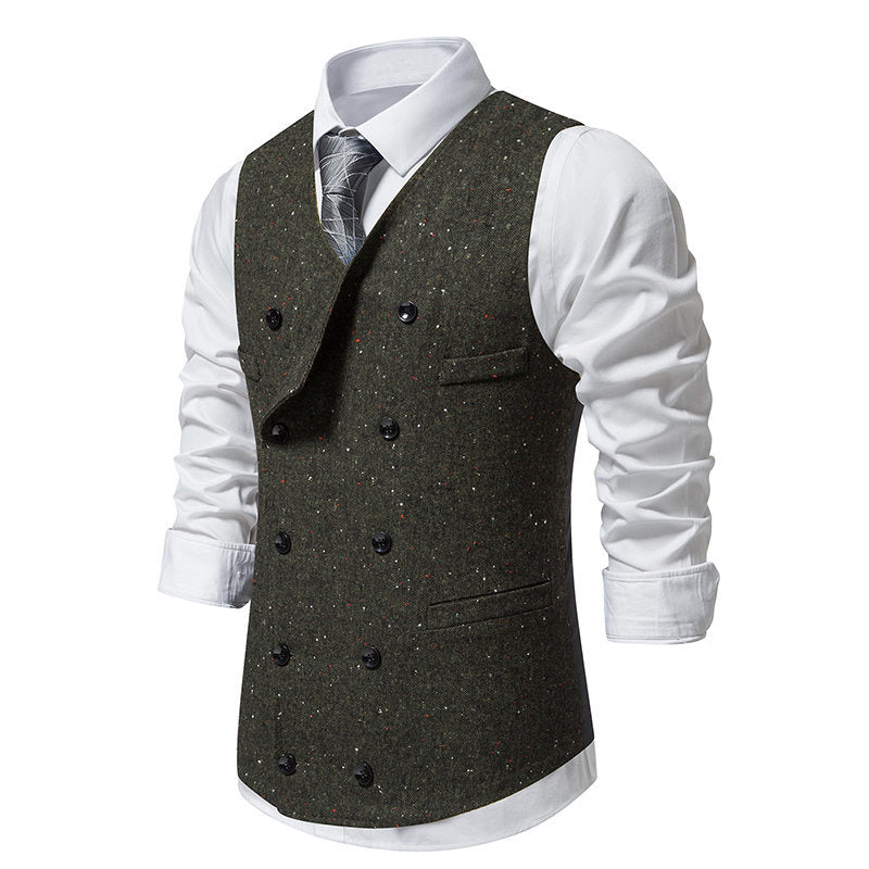 Herren elegante Anzugweste mit doppelt knöpfbarem Design und praktischen Taschen Shopnory