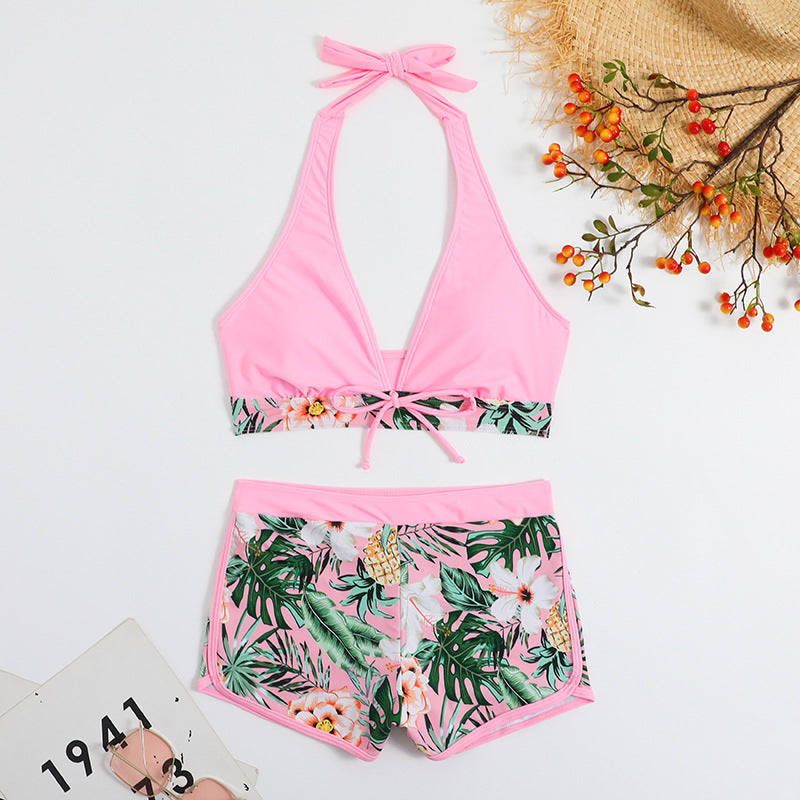 Damen Bikini-Set mit floralem Muster und herausnehmbarem Push-Up-BH