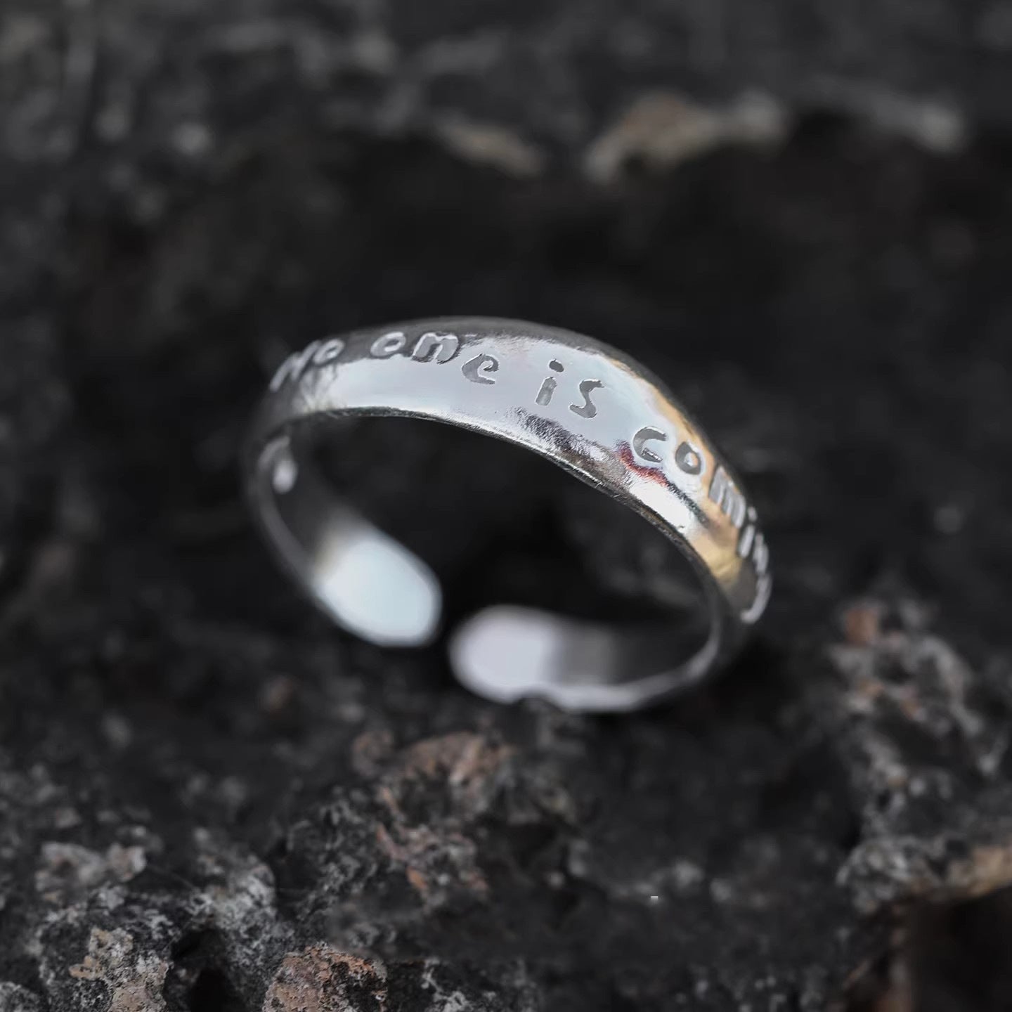Damen Offener Silberring mit gravierter Botschaft Shop Nory