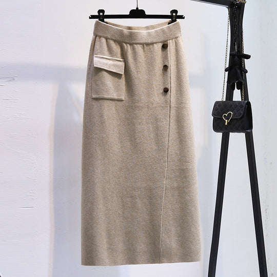 Damen Eleganter Strickrock mit praktischer Seitentasche Shop Nory