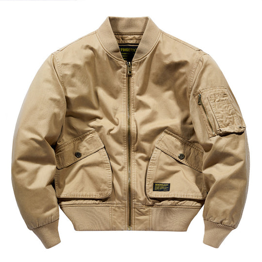 Herren Kurzgeschnittene Canvas-Bomberjacke im Utility‑Field‑Stil mit Taschenorganizer Shop Nory