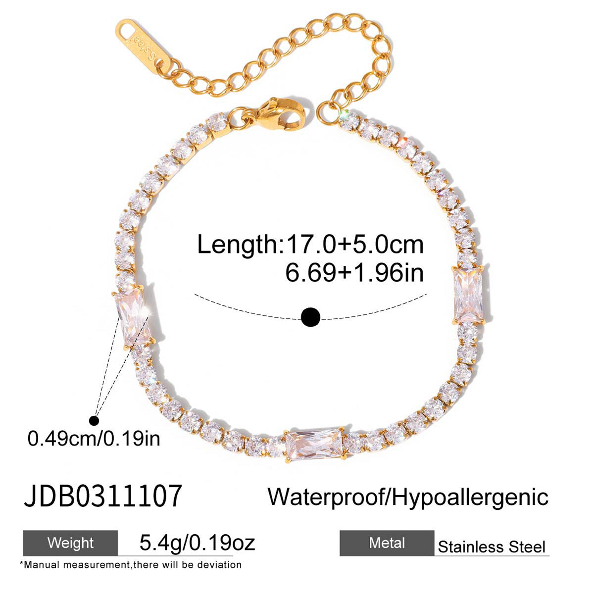 Damen Armband mit funkelnden Zirkonia-Steinen aus hypoallergenem Edelstahl Shop Nory
