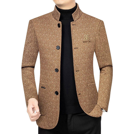 Herren Moderner Stehkragen-Blazer im Travel-Stil mit wattierter Innenfütterung Shop Nory