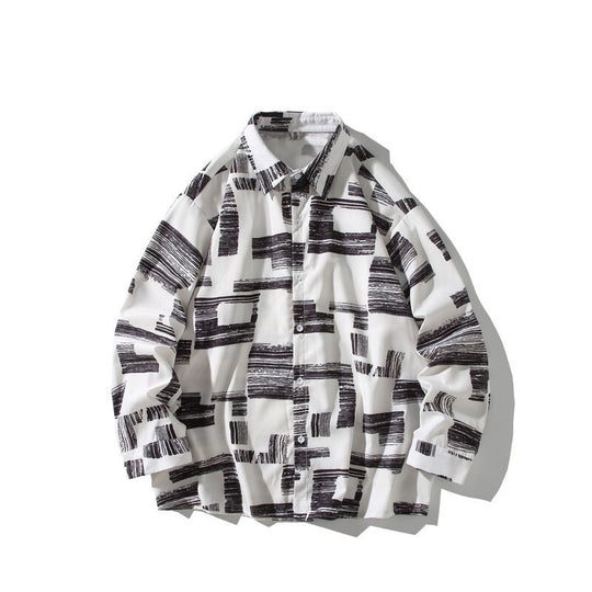 Herren Oversize Hemd mit grafischem Blockprint Shop Nory