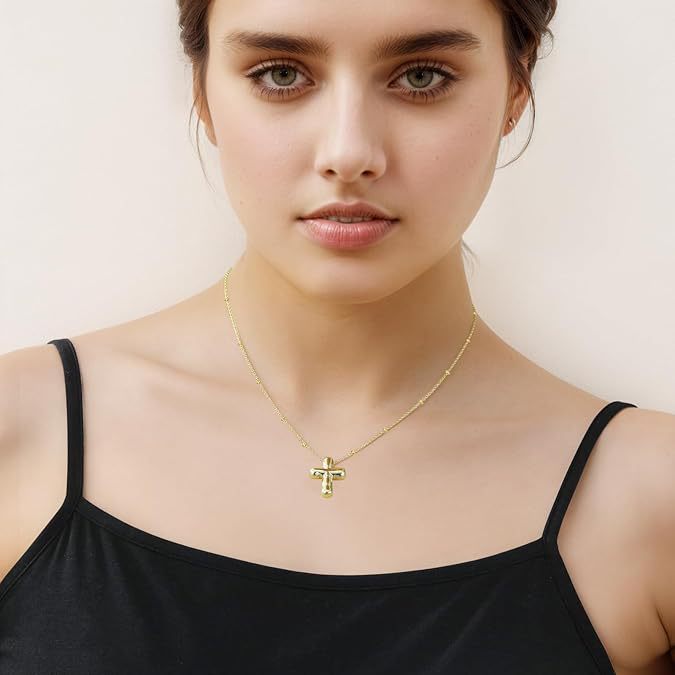 Damen Halskette mit modernem Kreuzanhänger aus hochwertigem Edelstahl Shop Nory