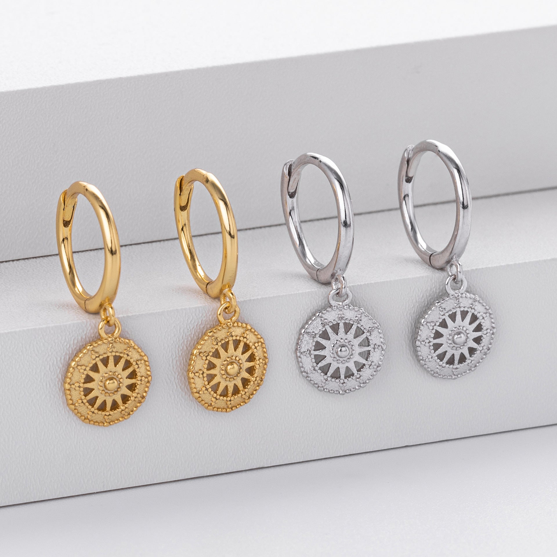 Damen Ohrhänger mit filigranem Sonnenmotiv aus hochwertigem 925 Sterling Silber Shop Nory