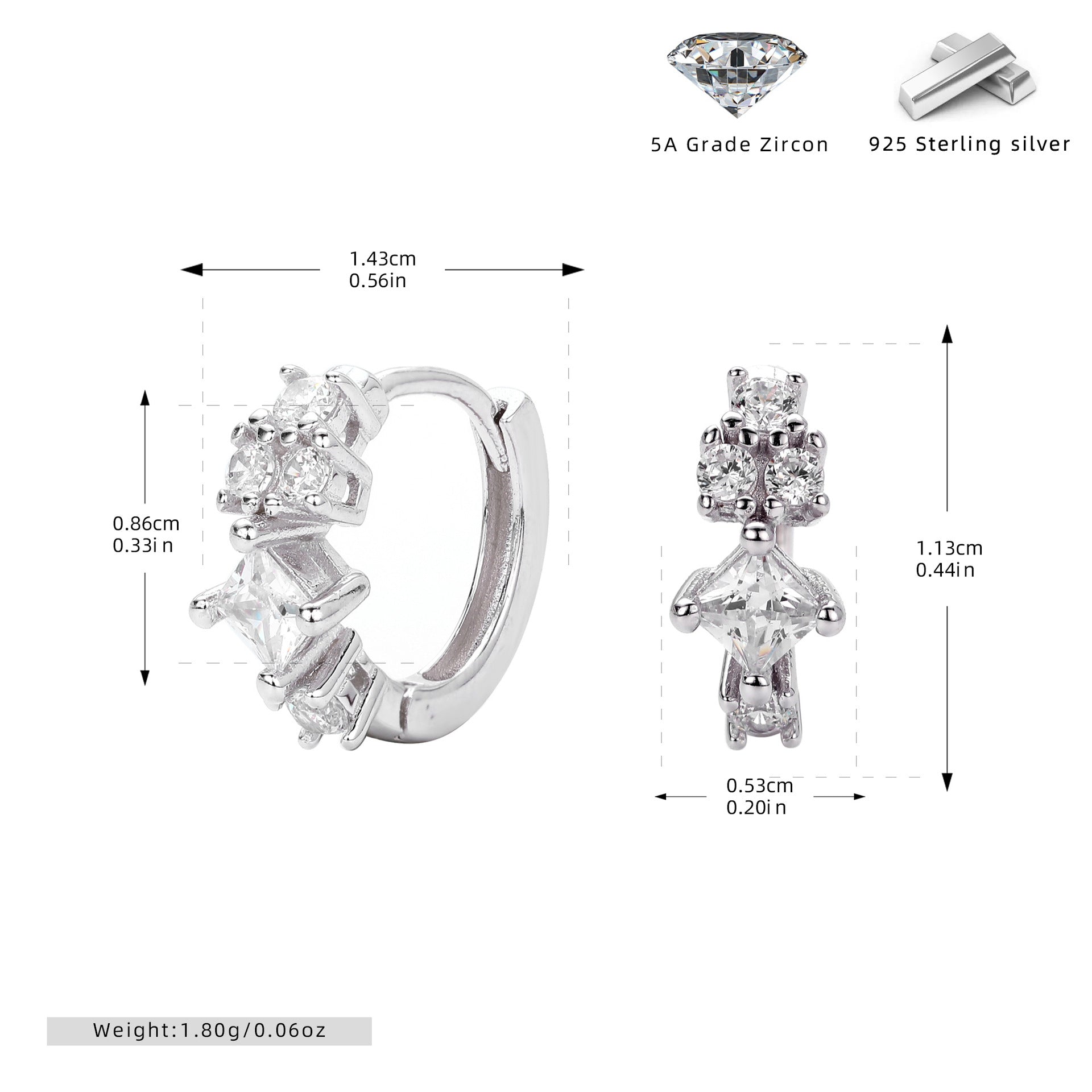 Damen Elegante Ohrringe mit funkelnden Zirkonia und hochwertigem 925 Sterling Silber Shop Nory