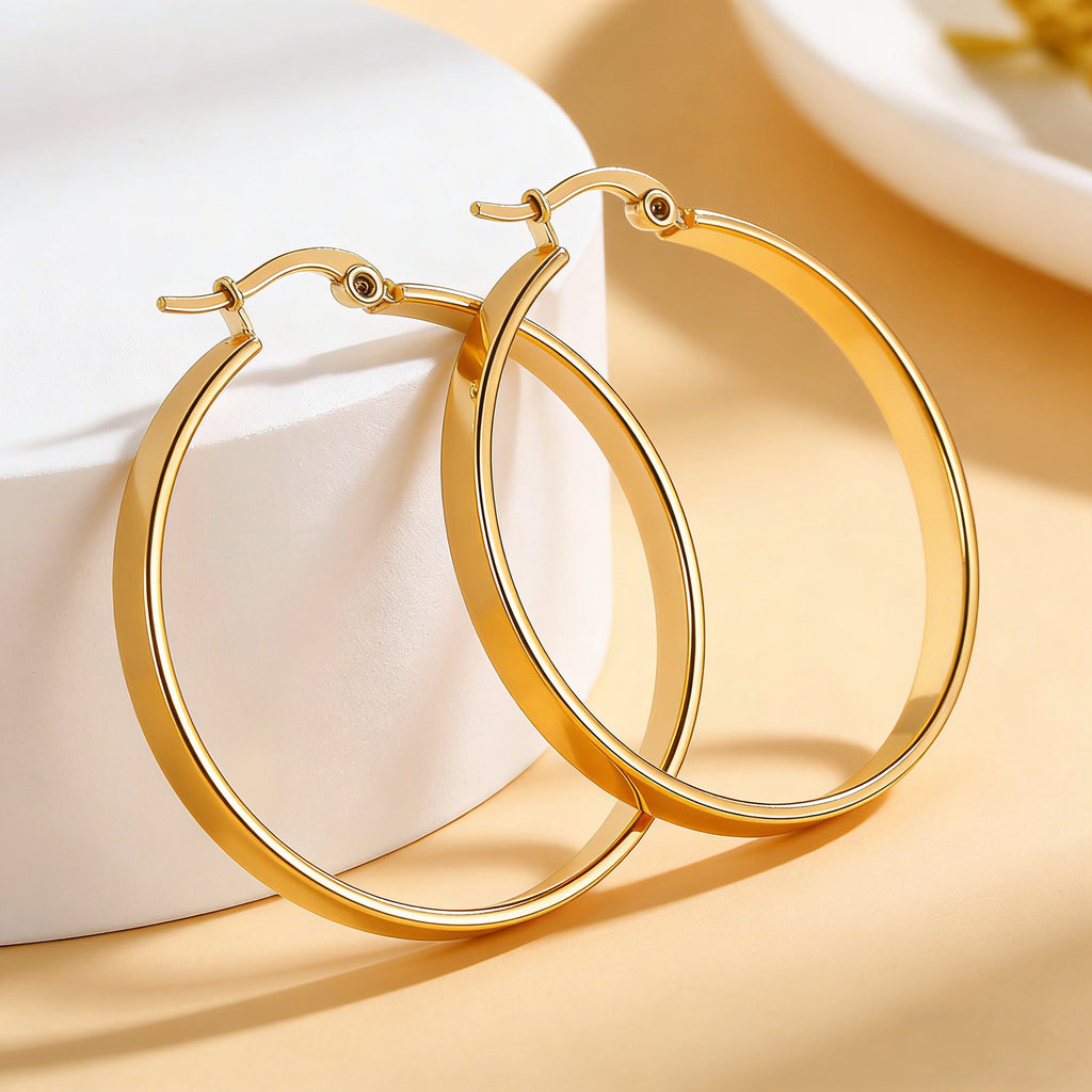 Damen hochwertige Creolen aus Edelstahl mit goldplattierter Oberfläche Shop Nory