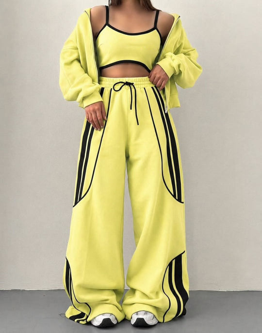 Damen Oversize Kapuzen-Sweatjacke mit Reißverschluss und weitem Trackpant-Set Shop Nory