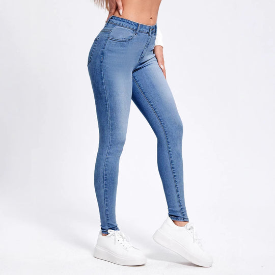 Damen Hochgeschnittene elastische Skinny-Jeans mit hoher Taille und Slim-Fit Shop Nory