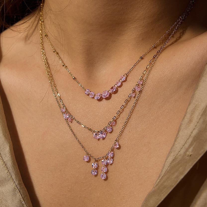 Damen Halskette mit funkelnden Zirkonia-Anhängern und hochwertiger Edelstahlverarbeitung Shop Nory