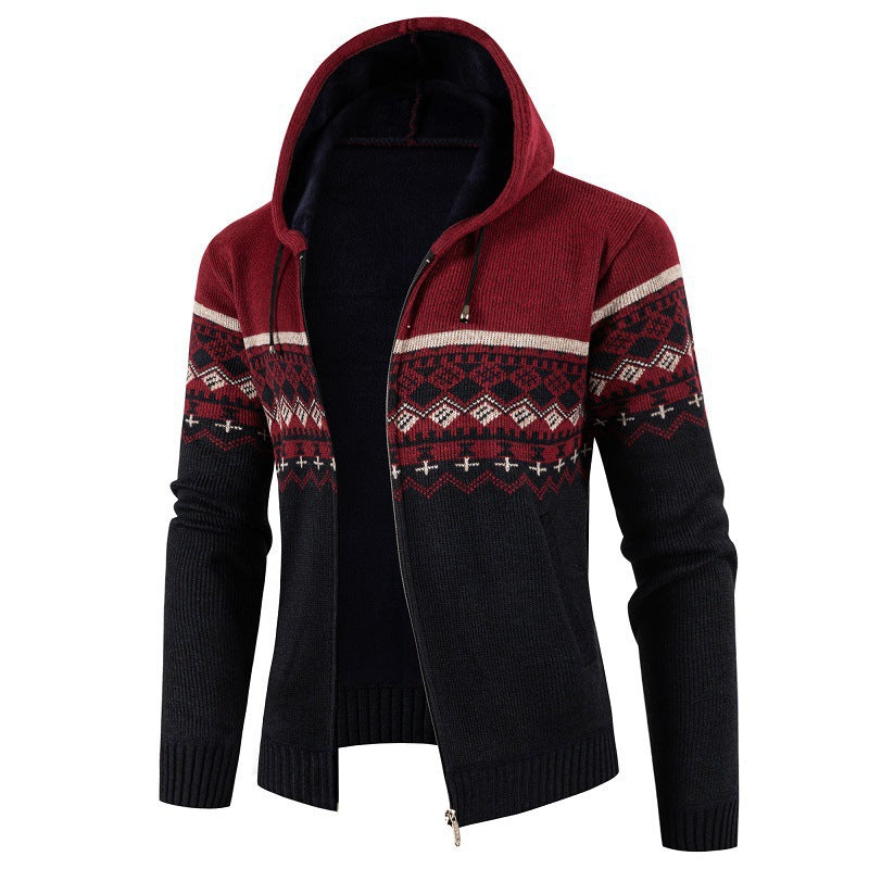 Herren Kapuzenpullover mit Norweger-Muster