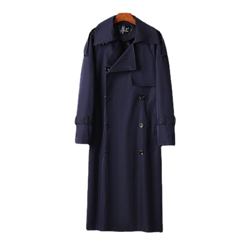 Herren Langer Doppelreihiger Trenchcoat mit Taillengürtel, Epauletten und klassischem Schalkragen Shop Nory