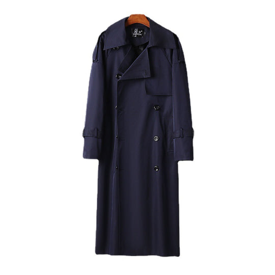 Herren Langer Doppelreihiger Trenchcoat mit Taillengürtel, Epauletten und klassischem Schalkragen Shop Nory