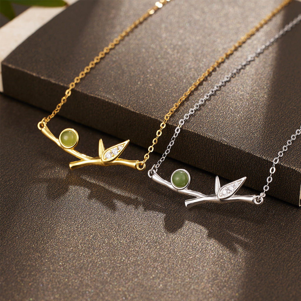 Damen Halskette mit detailliertem Zweigdesign und exquisiten Edelsteinen Shop Nory
