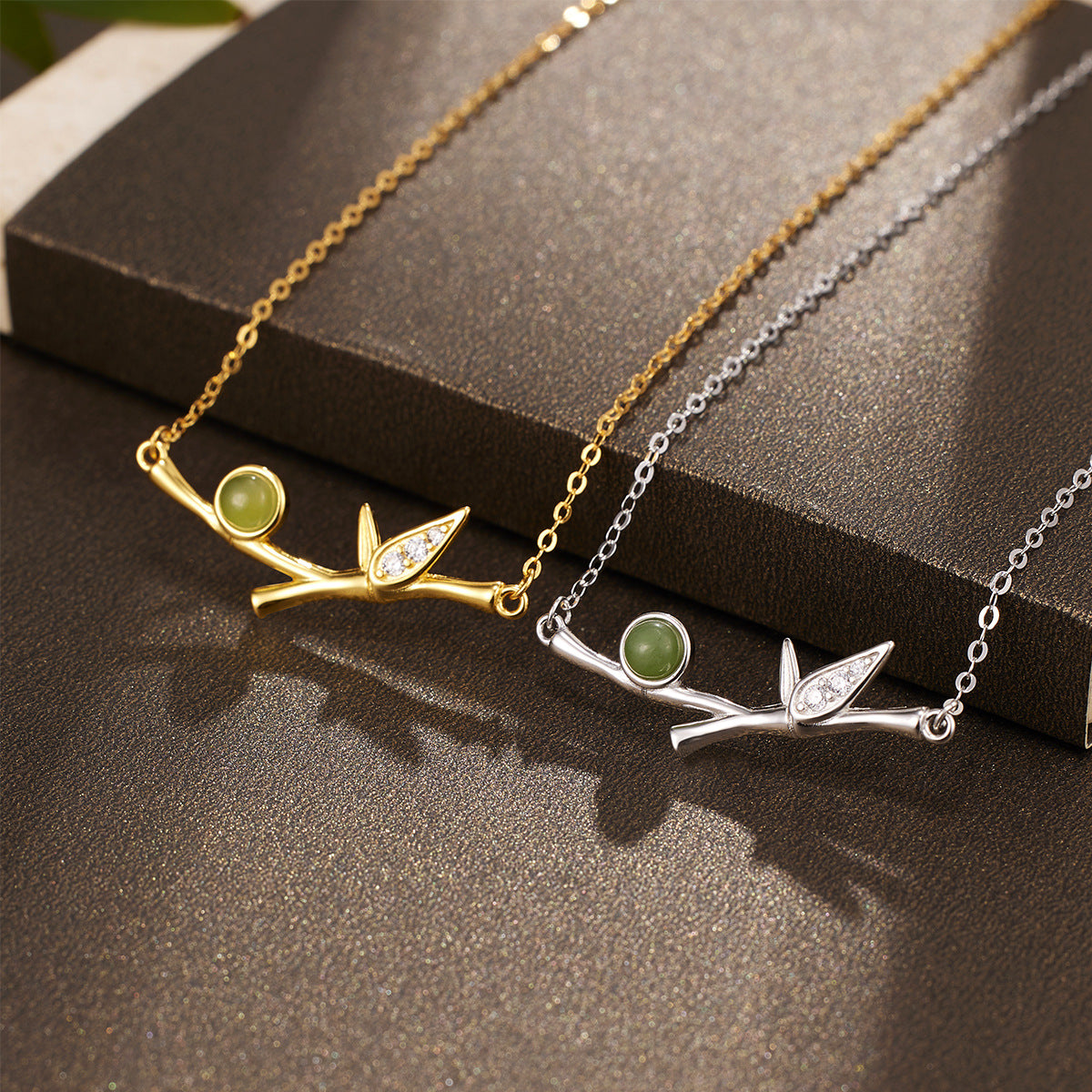 Damen Halskette mit detailliertem Zweigdesign und exquisiten Edelsteinen Shop Nory